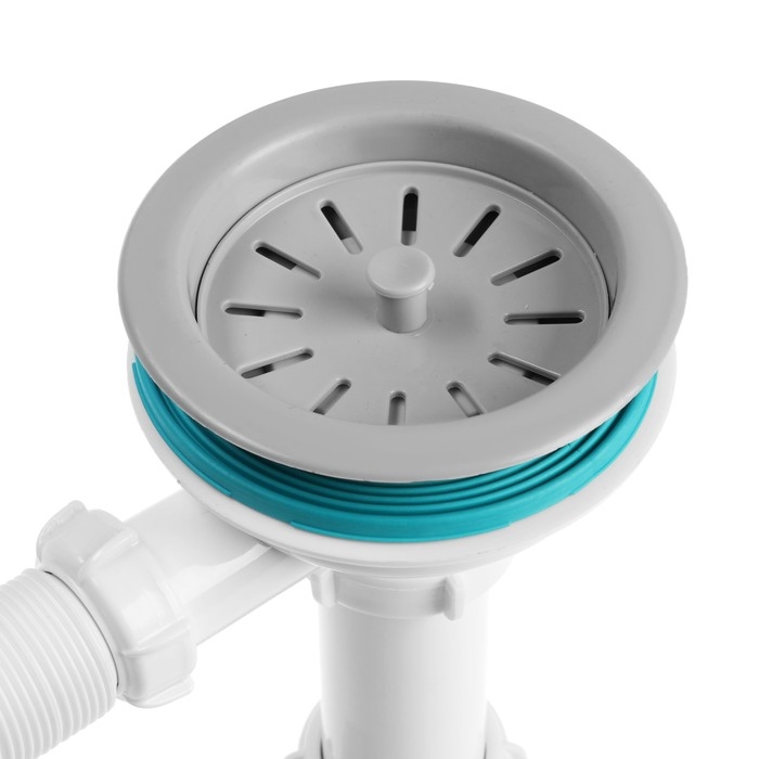 Сифон для мойки Aquant, 3 1/2 Сифон для мойки Aquant, 3 1/2" х 40 мм, прямоугольный перелив, с пластик. решеткой d=115 мм