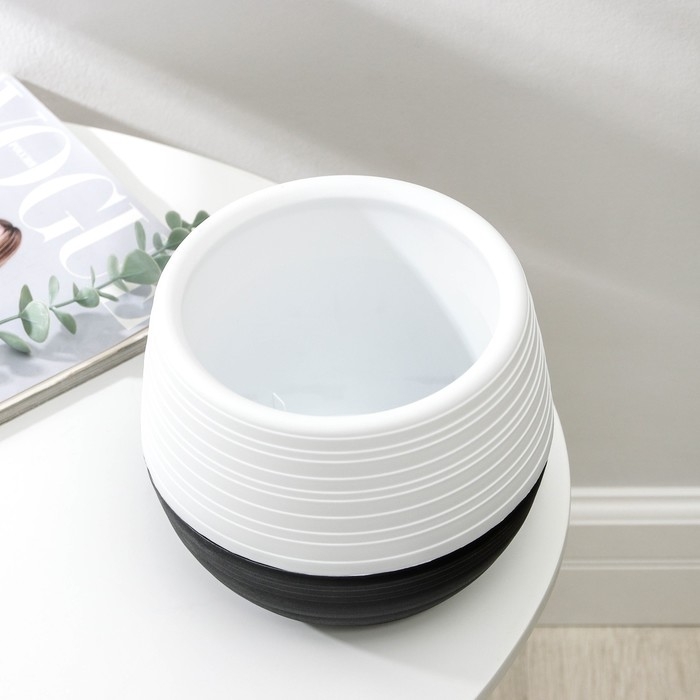 Горшок для цветов с поддоном «Дуэт», 1,5 л, пластиковый, чёрно-белый Горшок для цветов с поддоном «Дуэт», 1,5 л, пластиковый, чёрно-белый