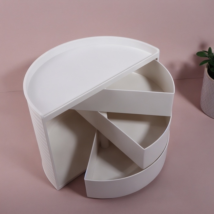 Органайзер для хранения, вращающийся, 3 секции, 27 × 15 см, цвет белый