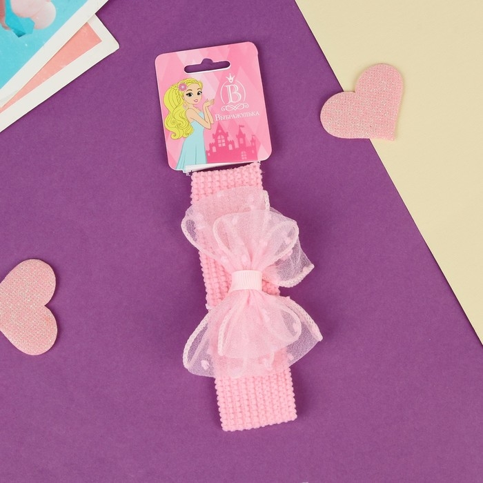 Повязка для волос Повязка для волос "Выбражулька" двойной бант, 16х3 см, розовый