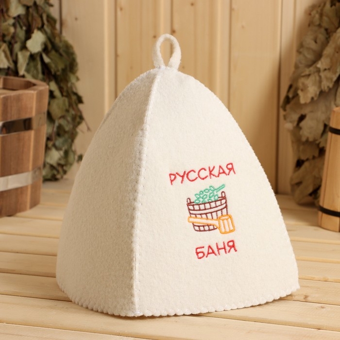 Шапка для бани с вышивкой  Шапка для бани с вышивкой "Русская баня", фасовка 5шт