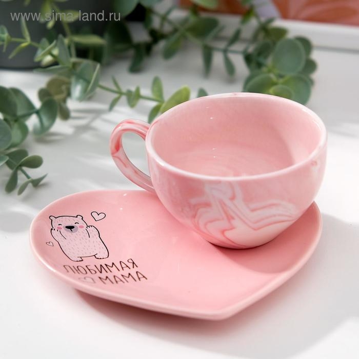 День матери. Подарочный набор керамический «Любимая мама»: кружка 120 мл, блюдце День матери. Подарочный набор керамический «Любимая мама»: кружка 120 мл, блюдце