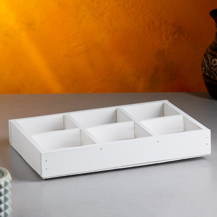 Кашпо деревянное 28×19×5 см  Кашпо деревянное 28×19×5 см "Six, 6 ячеек", белый Дарим Красиво