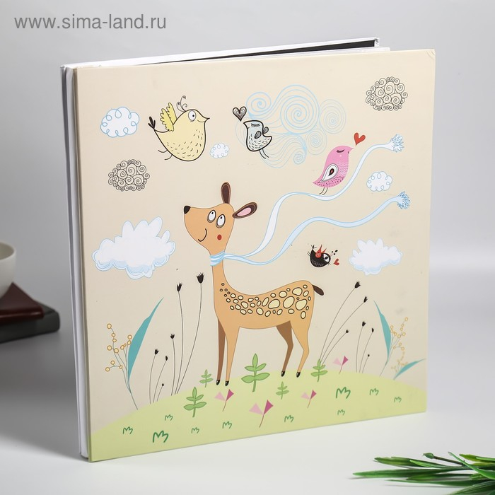 Фотоальбом магнитный 20 листов Фотоальбом магнитный 20 листов "Оленёнок на лужайке" плотность 500 гр 33х33х3 см
