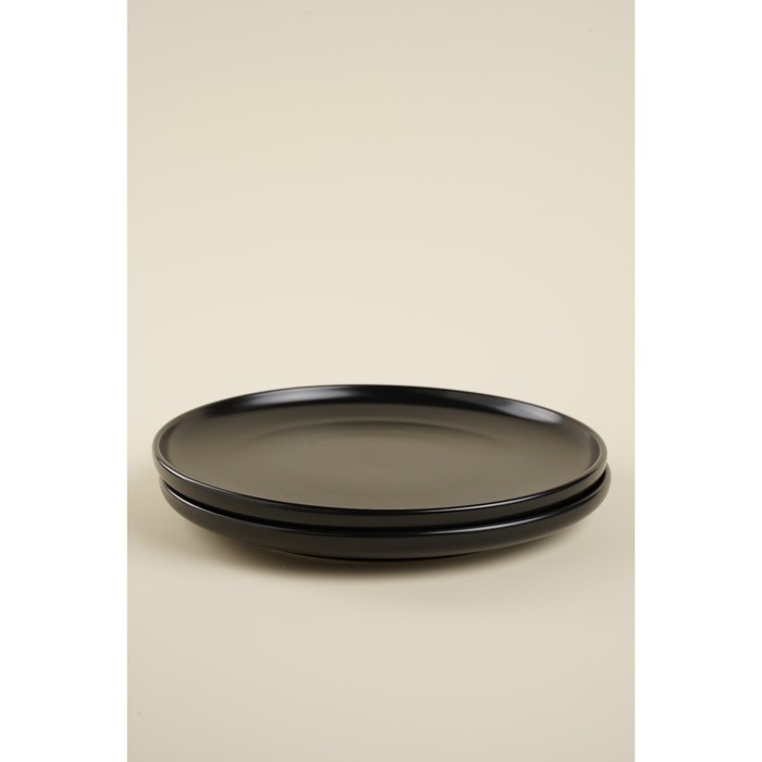 Набор фарфоровых тарелок SL Home «Дарк», d=25,5 см, цвет чёрный Набор фарфоровых тарелок SL Home «Дарк», d=25,5 см, цвет чёрный