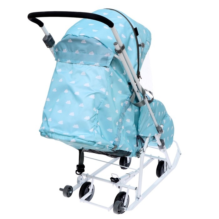 Санки-коляска «Наши детки 3-1К», принт с облачками, цвет голубой Санки-коляска «Наши детки 3-1К», принт с облачками, цвет голубой