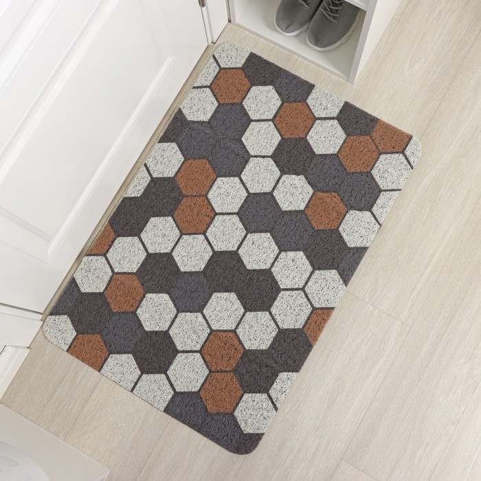 Коврик придверный грязезащитный Доляна «Соты», вырезной, 60×90 см Коврик придверный грязезащитный Доляна «Соты», вырезной, 60×90 см