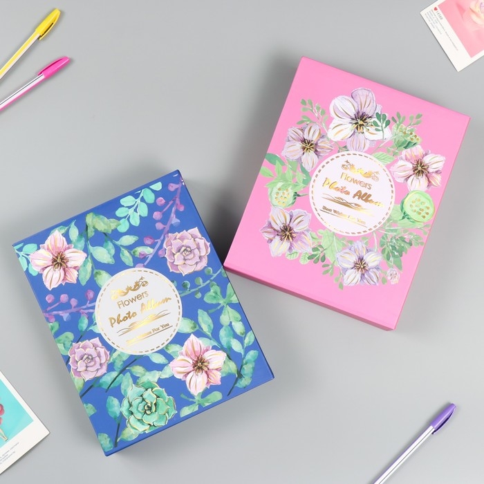 Фотоальбом на 100 фото 10х15 см  Фотоальбом на 100 фото 10х15 см "Лесные цветы" в коробке МИКС 26,5х21х5,3 см