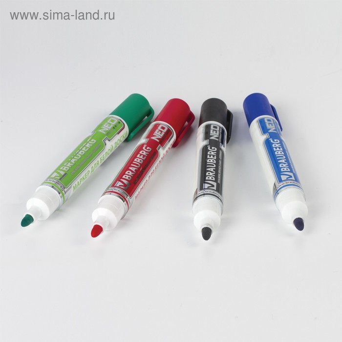 Набор маркеров для доски 4 цвета, BRAUBERG 5.0 мм