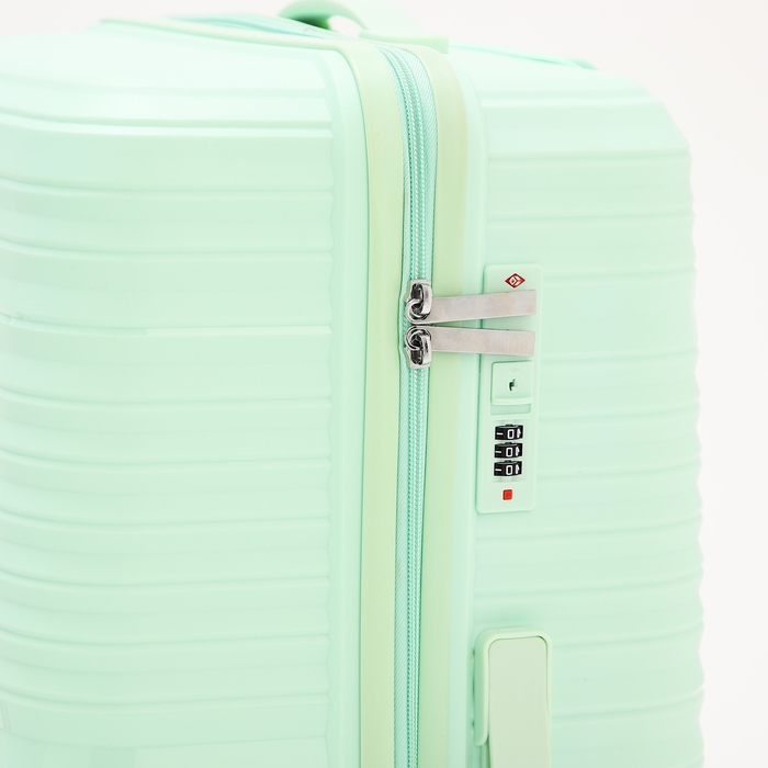 Чемодан большой 100 л (L), отдел на молнии, кодовый замок, 4 колеса, цвет мятный Чемодан большой 100 л (L), отдел на молнии, кодовый замок, 4 колеса, цвет мятный