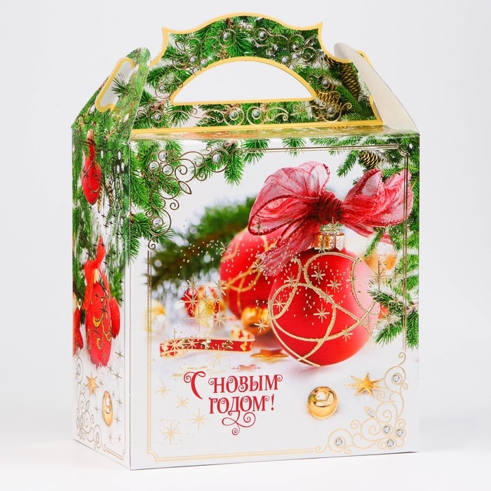 Новый год. Коробка подарочная новогодняя Ларец Новый год. Коробка подарочная новогодняя Ларец "Елочные игрушки" 18,2 х 11,5 х 26 см.