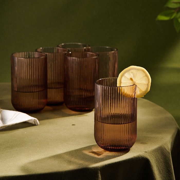 Набор стаканов стеклянный SL Home «Модерн», 400 мл, 8×13 см, цвет розовый Набор стаканов стеклянный SL Home «Модерн», 400 мл, 8×13 см, цвет розовый