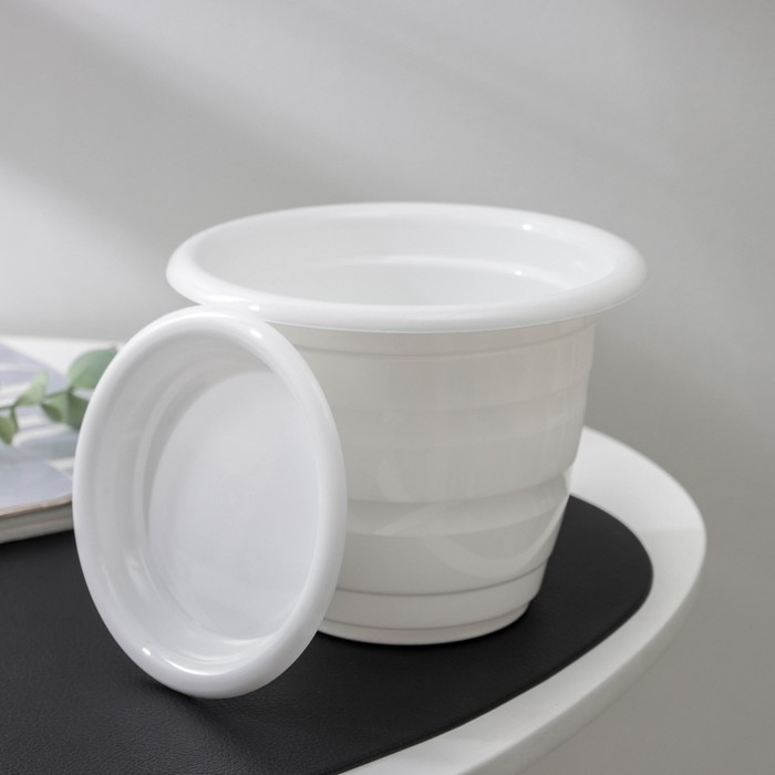 Горшок для цветов с поддоном «Виола», 1 л, пластиклвый, цвет белый Горшок для цветов с поддоном «Виола», 1 л, пластиклвый, цвет белый