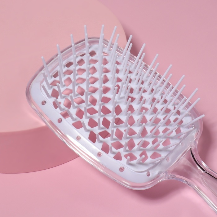 Расчёска массажная, широкая, вентилируемая, 8,5 × 20,5 см, PVC коробка, цвет прозрачный Расчёска массажная, широкая, вентилируемая, 8,5 × 20,5 см, PVC коробка, цвет прозрачный