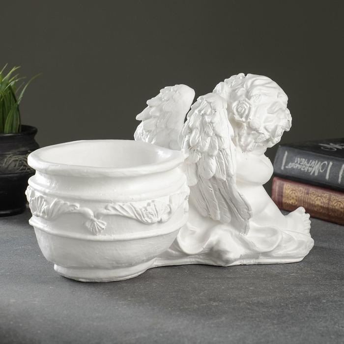 Фигурное кашпо Фигурное кашпо "Спящий ангел" белый 0,65 л / 15х18,5х31см