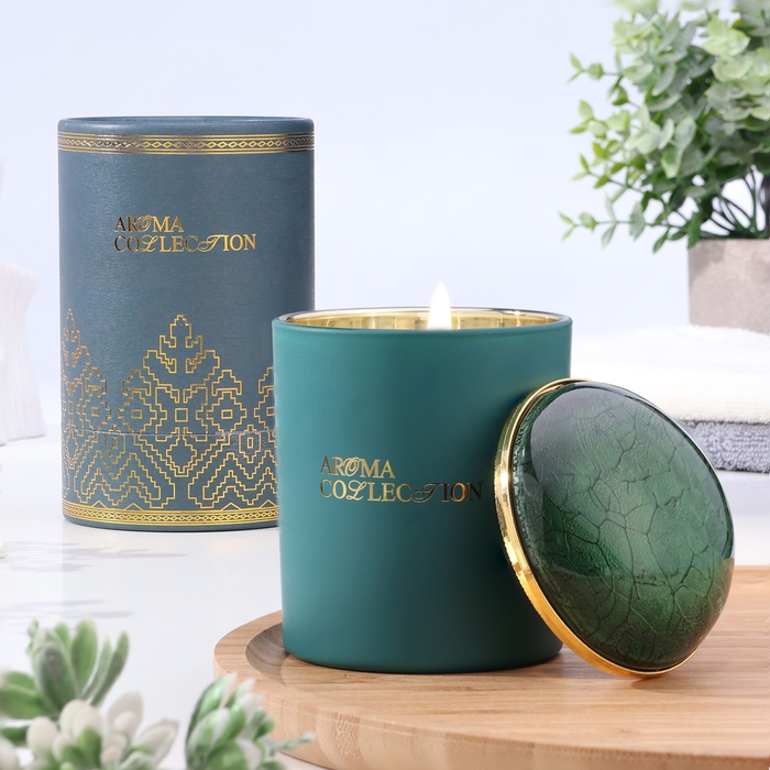 Свеча ароматическая в стакане  Свеча ароматическая в стакане "Aroma collection", 260 г, белый чай, в тубусе