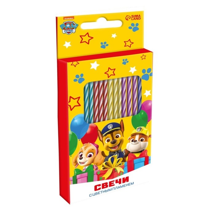 Набор свечей в торт 6 штук, с цветным пламенем, Щенячий патруль Набор свечей в торт 6 штук, с цветным пламенем, Щенячий патруль