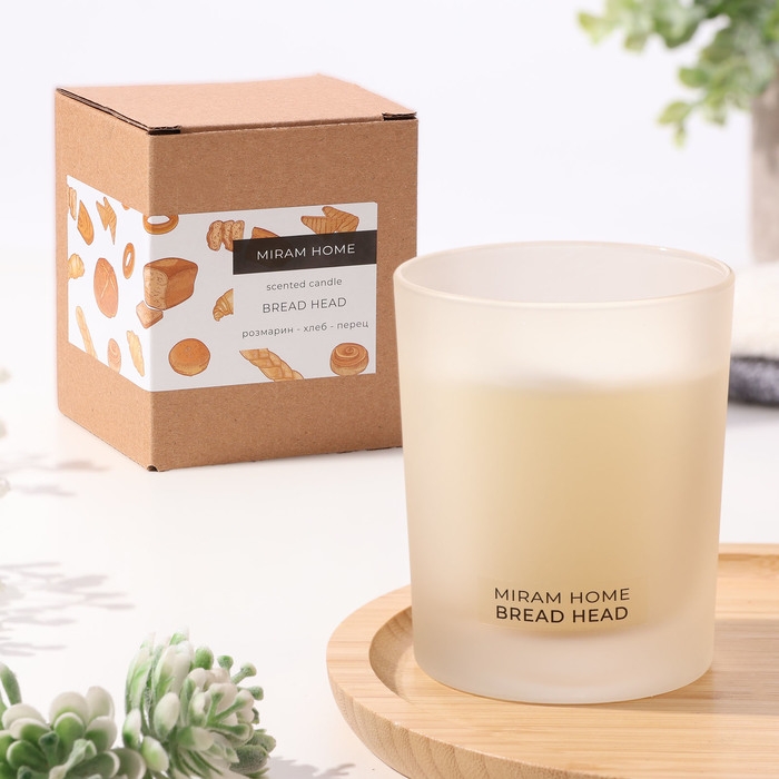 Свеча ароматическая в стекле  Свеча ароматическая в стекле "BREAD HEAD", хлеб, перец,  розмарин, 200 г