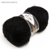 Пряжа "Mohair classic" 25% мохер, 24% шерсть, 51% акрил 200м/100гр (60 черный)