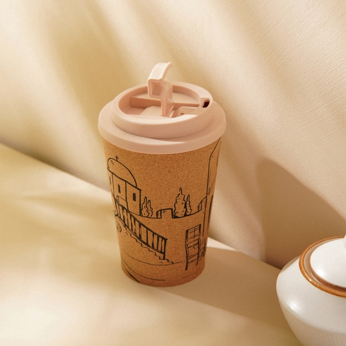 Стакан для кофе с крышкой SL Home «Тира», пробковый, 350 мл, 9,5×9,5×14,5 см, цвет бежевый Стакан для кофе с крышкой SL Home «Тира», пробковый, 350 мл, 9,5×9,5×14,5 см, цвет бежевый