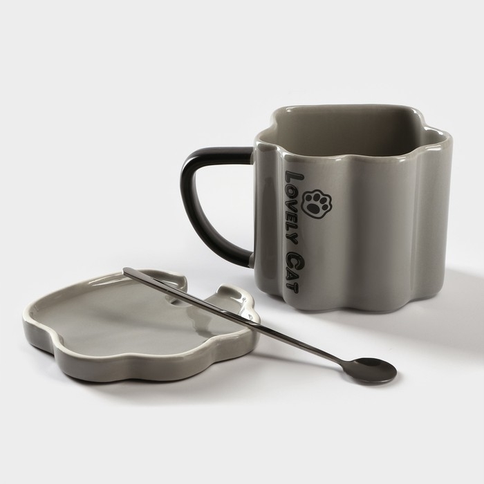 Кружка керамическая «Лапа тигра», 350 мл, цвет серый Кружка керамическая «Лапа тигра», 350 мл, цвет серый