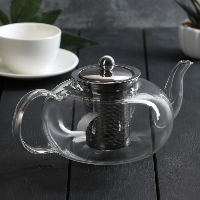 Чайник стеклянный заварочный с металлическим ситом «Калиопа», 1 л Чайник стеклянный заварочный с металлическим ситом «Калиопа», 1 л