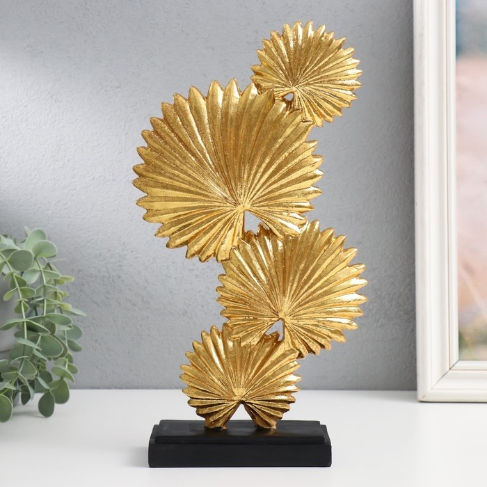 Сувенир полистоун  Сувенир полистоун "Листья веерной пальмы" золото 6,3х17х30,5 см