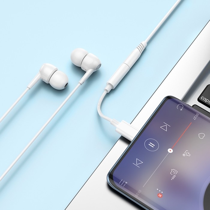 Адаптер Hoco LS35, Type-C (m) - jack 3.5mm (f), белый Адаптер Hoco LS35, Type-C (m) - jack 3.5mm (f), белый