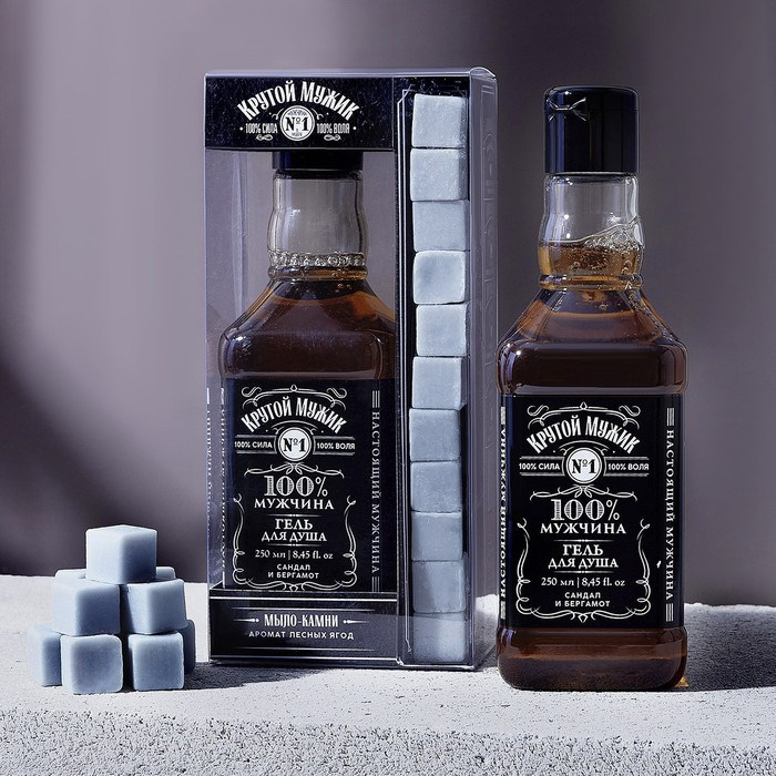 Новогодний подарочный набор косметики «Крутой мужик», гель для душа во флаконе виски 250 мл и мыло для рук 90 г, Новый Год Новогодний подарочный набор косметики «Крутой мужик», гель для душа во флаконе виски 250 мл и мыло для рук 90 г, Новый Год