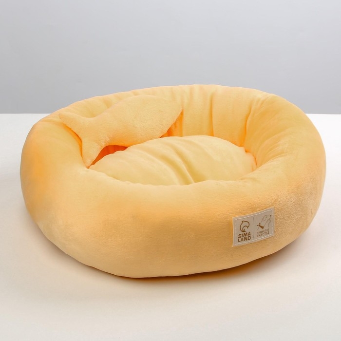 Лежанка с рыбкой, 45х35х11 см, персиковая Лежанка с рыбкой, 45х35х11 см, персиковая