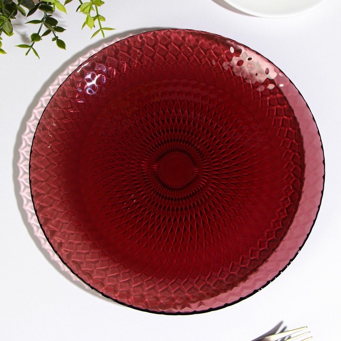 Тарелка плоская стеклянная «Идиллия», d=25 см, цвет лилак Тарелка плоская стеклянная «Идиллия», d=25 см, цвет лилак