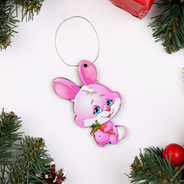 Ёлочная игрушка двусторонняя Ёлочная игрушка двусторонняя "Зайка", 9х6 см