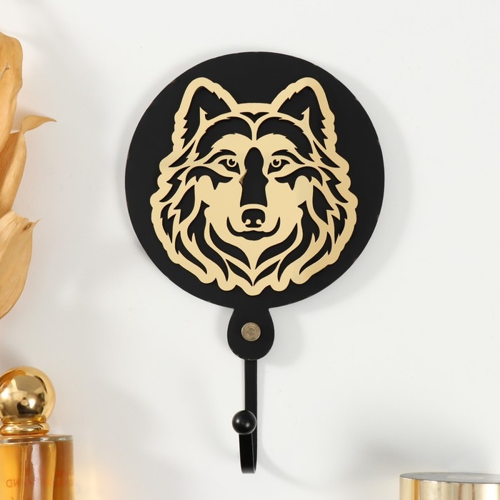 Крючок декоративный дерево Крючок декоративный дерево "Волк" чёрный, зеркальный 4,3х11,8х20 см