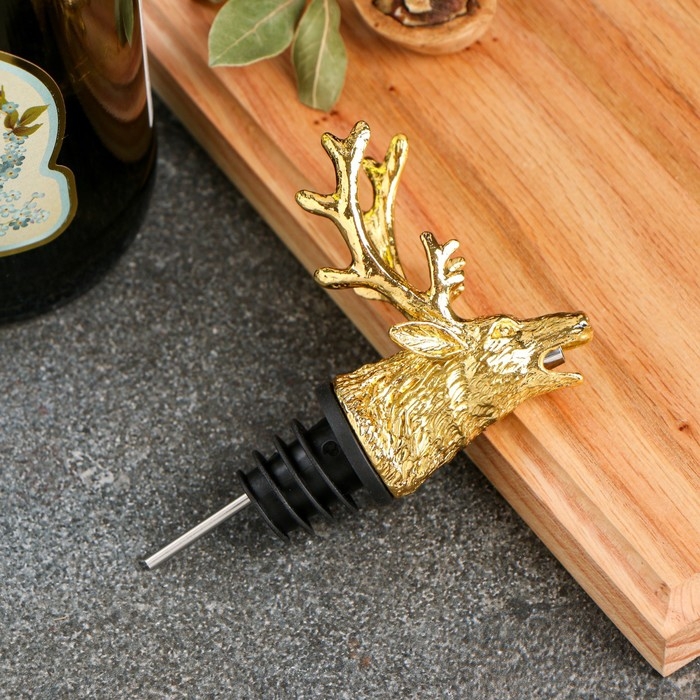 Фигурная крышка для бутылки Фигурная крышка для бутылки "Олень" золото, 11х3см