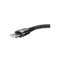 Кабель Baseus, Lightning - USB, 2.4 А, ПВХ оплётка, 1 м, чёрно-серый