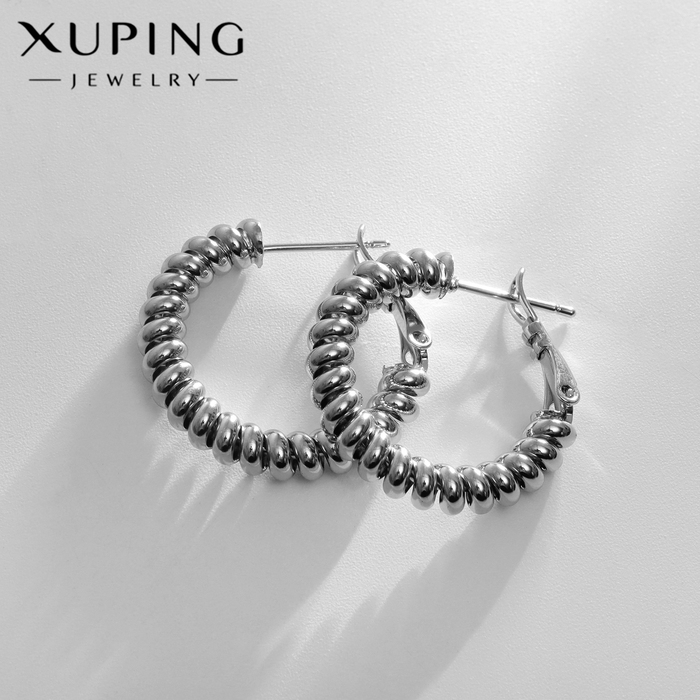 Серьги-кольца XUPING сияние, цвет серебро, d=2,5 см Серьги-кольца XUPING сияние, цвет серебро, d=2,5 см