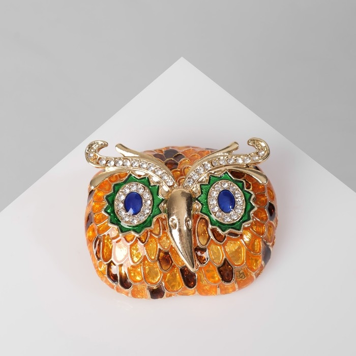Брошь «Филин» голова, цветная в золоте Брошь «Филин» голова, цветная в золоте