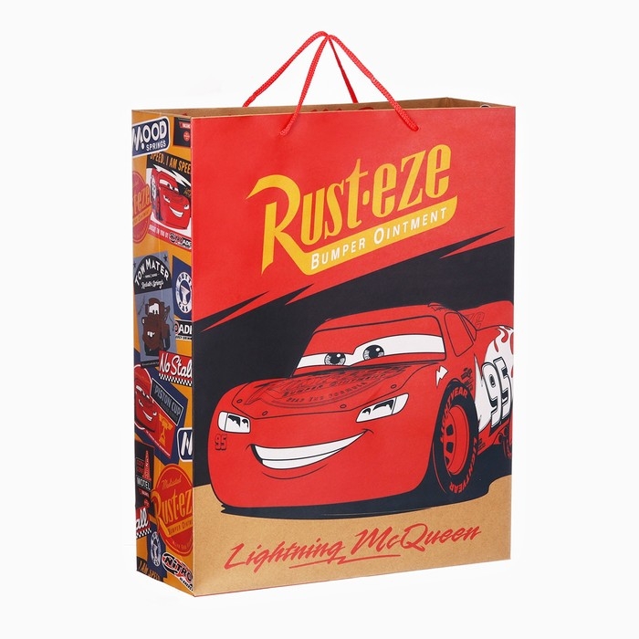 Пакет подарочный крафт, 40х31х11.5 см, Тачки Пакет подарочный крафт, 40х31х11.5 см, Тачки