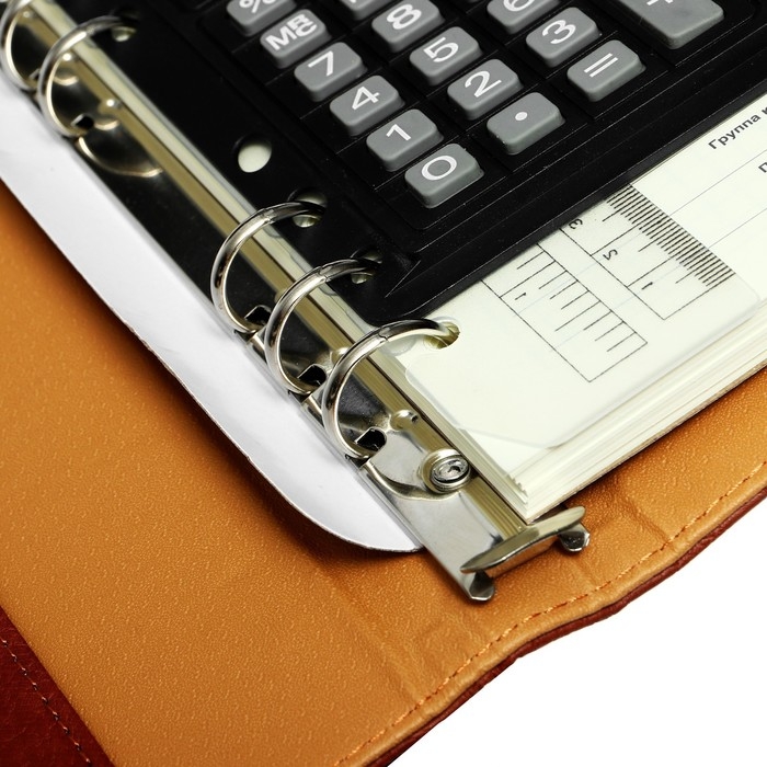 Органайзер на кольцах, обложка ПВХ, А5, 140 листов в клетку, на кнопке, с калькулятором, МИКС Органайзер на кольцах, обложка ПВХ, А5, 140 листов в клетку, на кнопке, с калькулятором, МИКС