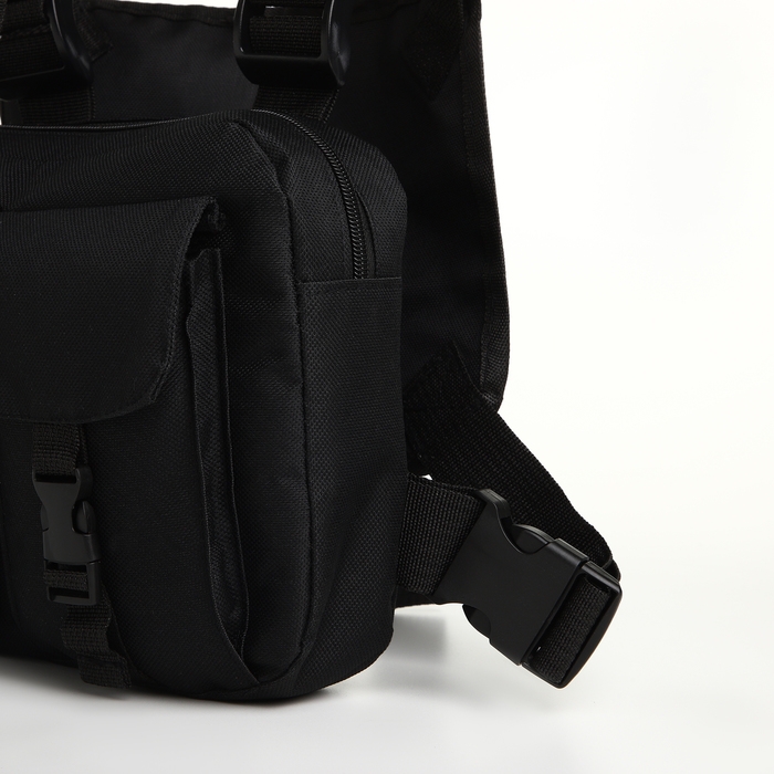 Сумка нагрудная на молнии, 2 наружных кармана, цвет чёрный Сумка нагрудная на молнии, 2 наружных кармана, цвет чёрный