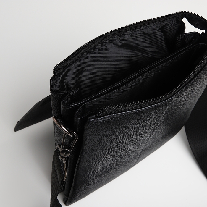 Сумка мужская через плечо TEXTURA, наружный карман, цвет чёрный Сумка мужская через плечо TEXTURA, наружный карман, цвет чёрный