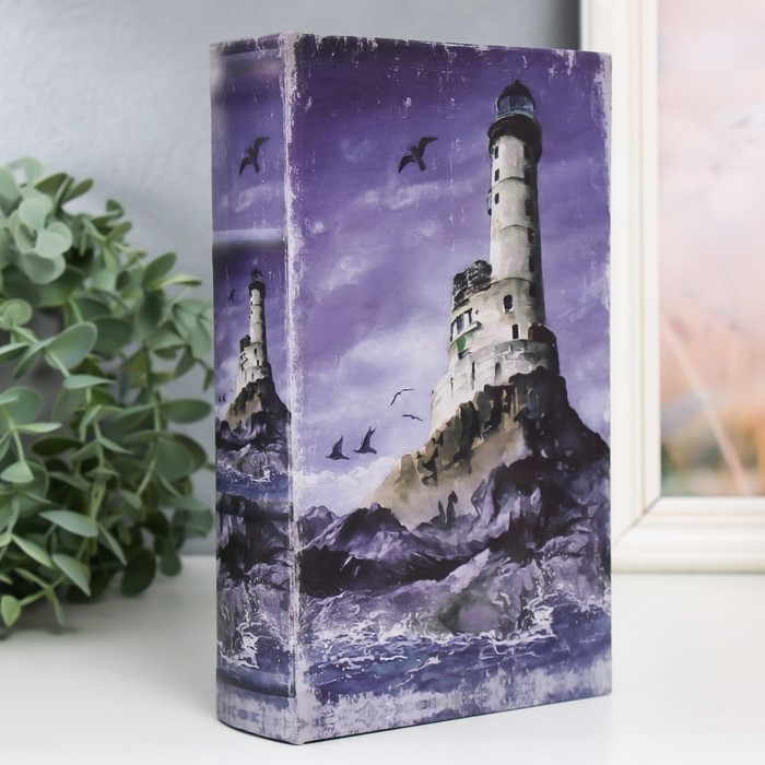 Сейф-книга дерево кожзам  Сейф-книга дерево кожзам "Чайки у маяка" 21х13х5 см