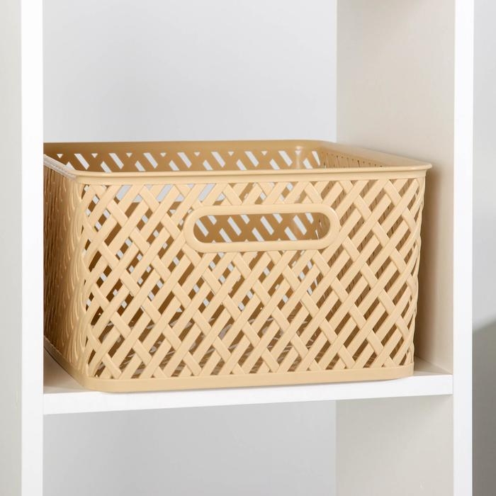 Корзина для хранения «Плетёнка», 35×29×17,5 см, бежевая Корзина для хранения «Плетёнка», 35×29×17,5 см, бежевая