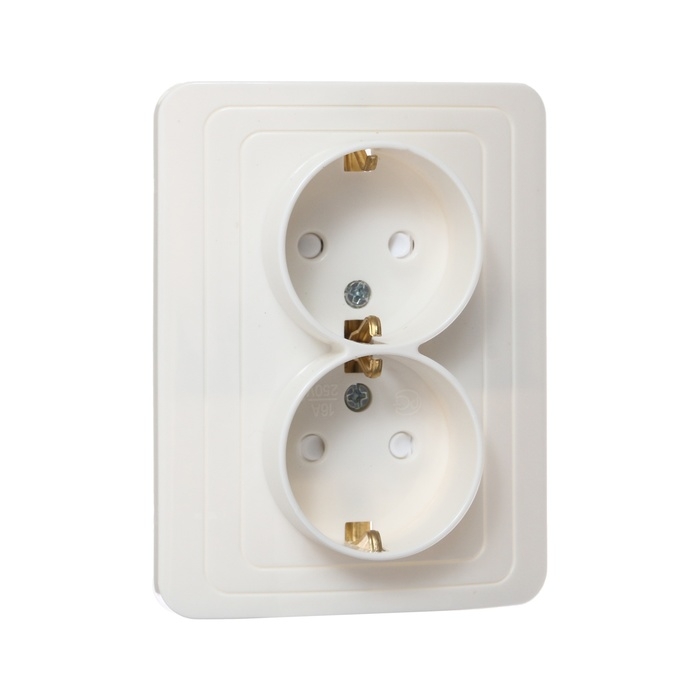 Розетка двухместная со шторкой Luazon Lighting  Розетка двухместная со шторкой Luazon Lighting "Орион", 16 А, скрытая, с з/к, белая