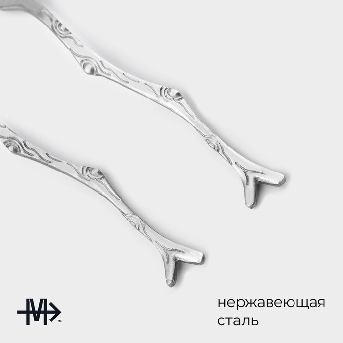 Набор столовых приборов из нержавеющей стали Magistro «Вудс», 2 предмета, цвет серебряный Набор столовых приборов из нержавеющей стали Magistro «Вудс», 2 предмета, цвет серебряный