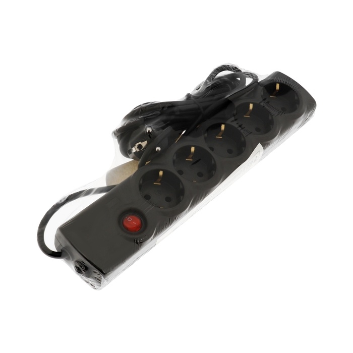 Сетевой фильтр Luazon Lighting, 5 розеток, 3 м, 2200 Вт, 3х0.75 мм2, 10 A, 220 В, c предохранителем, черный Сетевой фильтр Luazon Lighting, 5 розеток, 3 м, 2200 Вт, 3х0.75 мм2, 10 A, 220 В, c предохранителем, черный