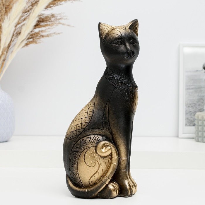 Фигура  Фигура "Кот Фараон" черная в золоте, 28см