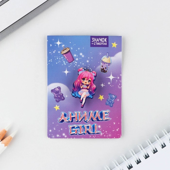 Значок с наклейками «Аниме girl», 6.5 х 9 см Значок с наклейками «Аниме girl», 6.5 х 9 см