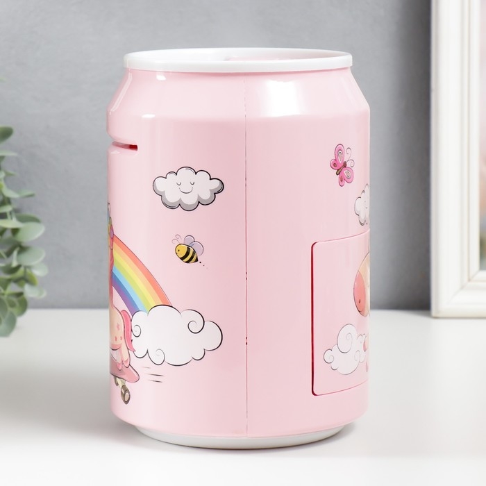 Копилка пластик Копилка пластик "Банка. Единорог" кодовый замок, звук АА розовый 15х21 см