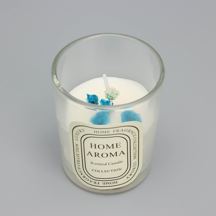 Свеча ароматическая в стакане  Свеча ароматическая в стакане "Sweet Love", белый чай, цветы МИКС, 5,5х6,5 см